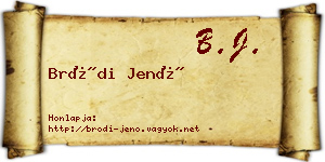 Bródi Jenő névjegykártya